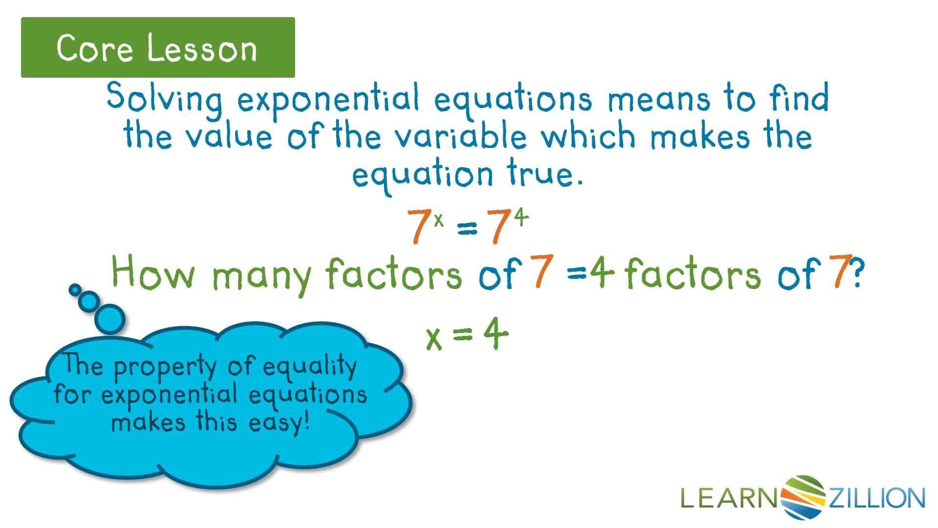 Solving Exponential Equations Using Properties of Exponents