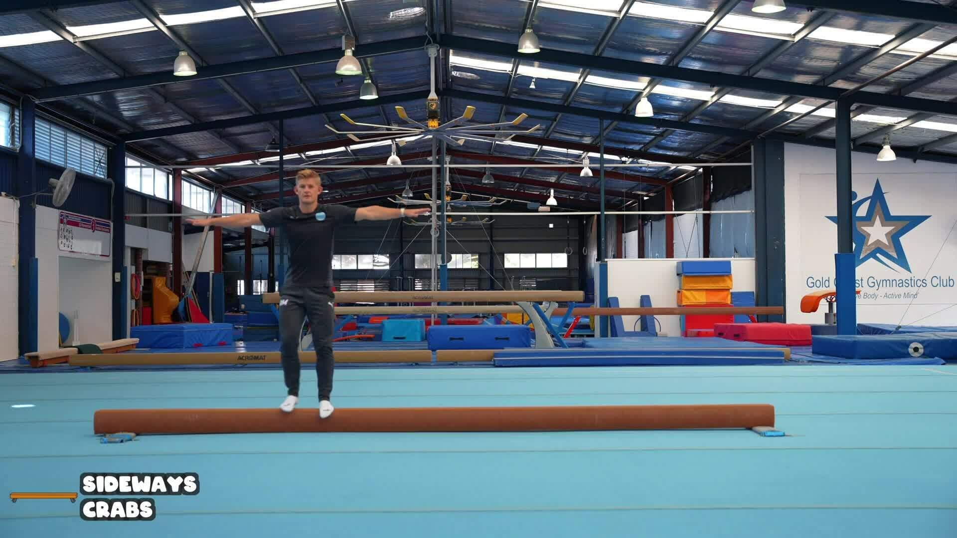 Elementary gymnastics - Beam - 3 sideways crabs