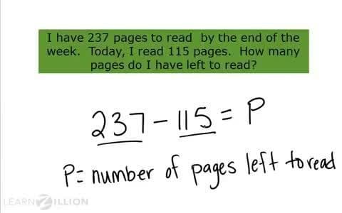 Solving Subtraction Word Problems Using Variables