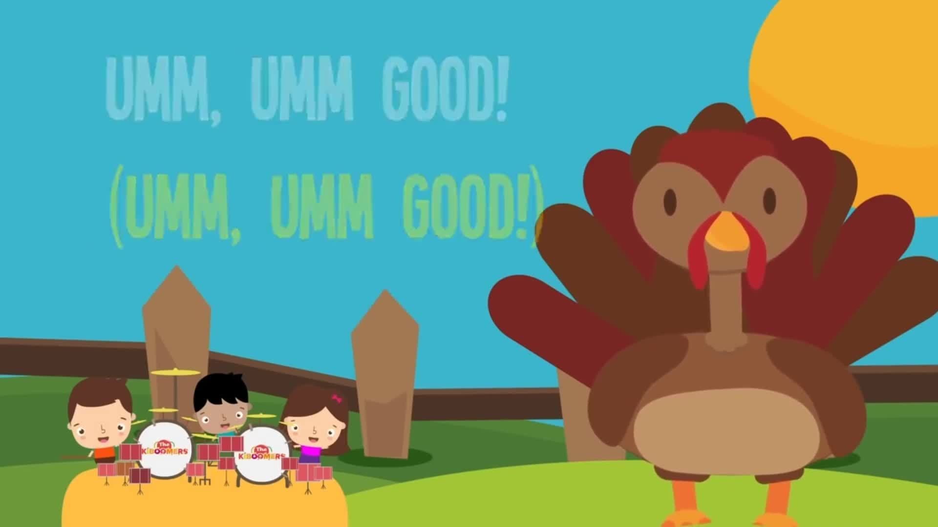 Thanksgiving Dinner | Song Lyrics Video for Kids | Thanksgiving Songs | The Kiboomers