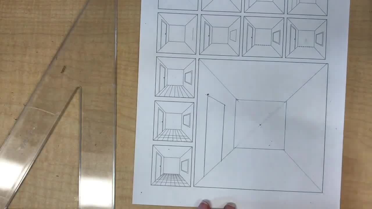 How to Draw a Room in One Point Linear Perspective | Art Lesson
