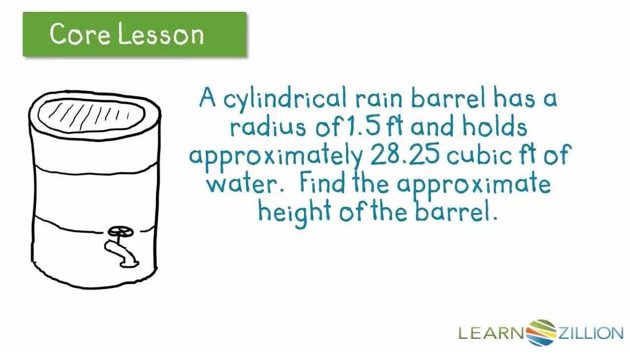 Solving Real World Problems with Cylinders: Finding Volume and Height