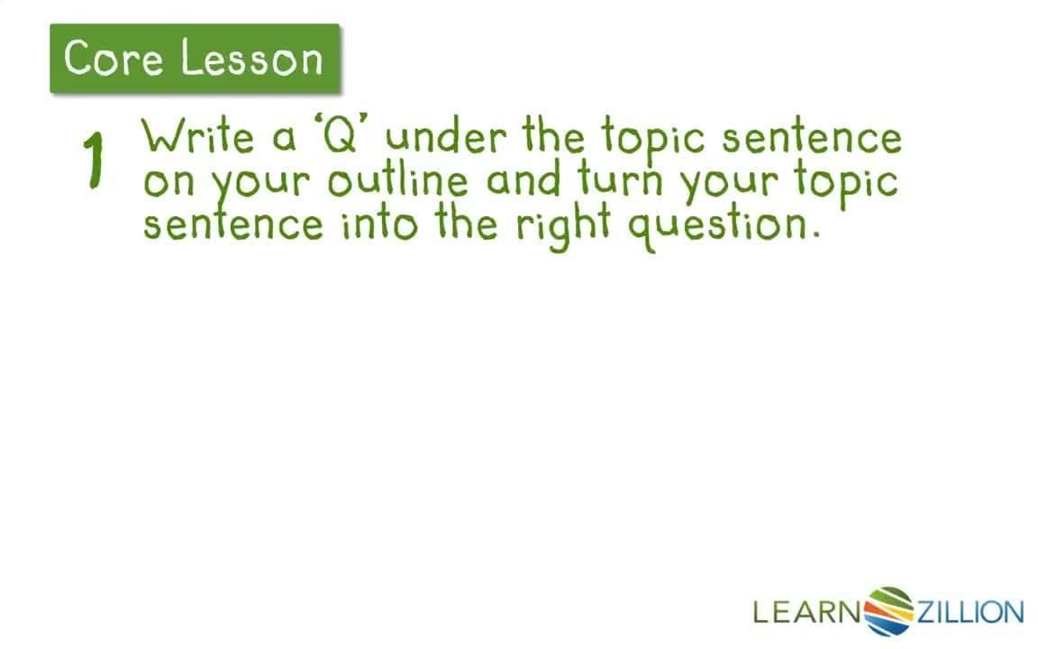 Supporting Your Argument: Turning Topic Sentences into Questions