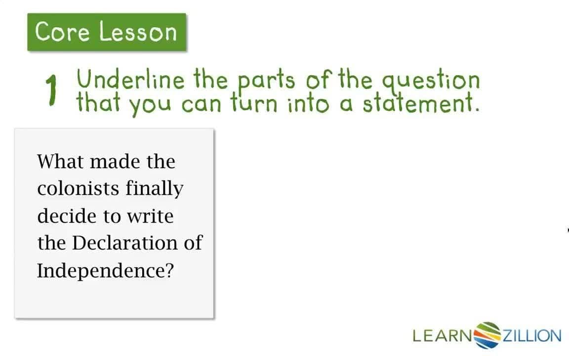 Writing a Topic Sentence: Combining Question Parts with the Big Idea