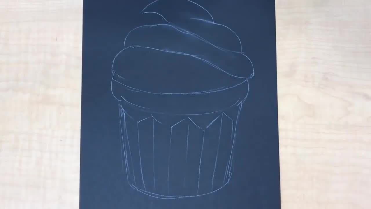 Desserts that Pop with Oil Pastels | Drawing Lesson | Cupcake Timelapse