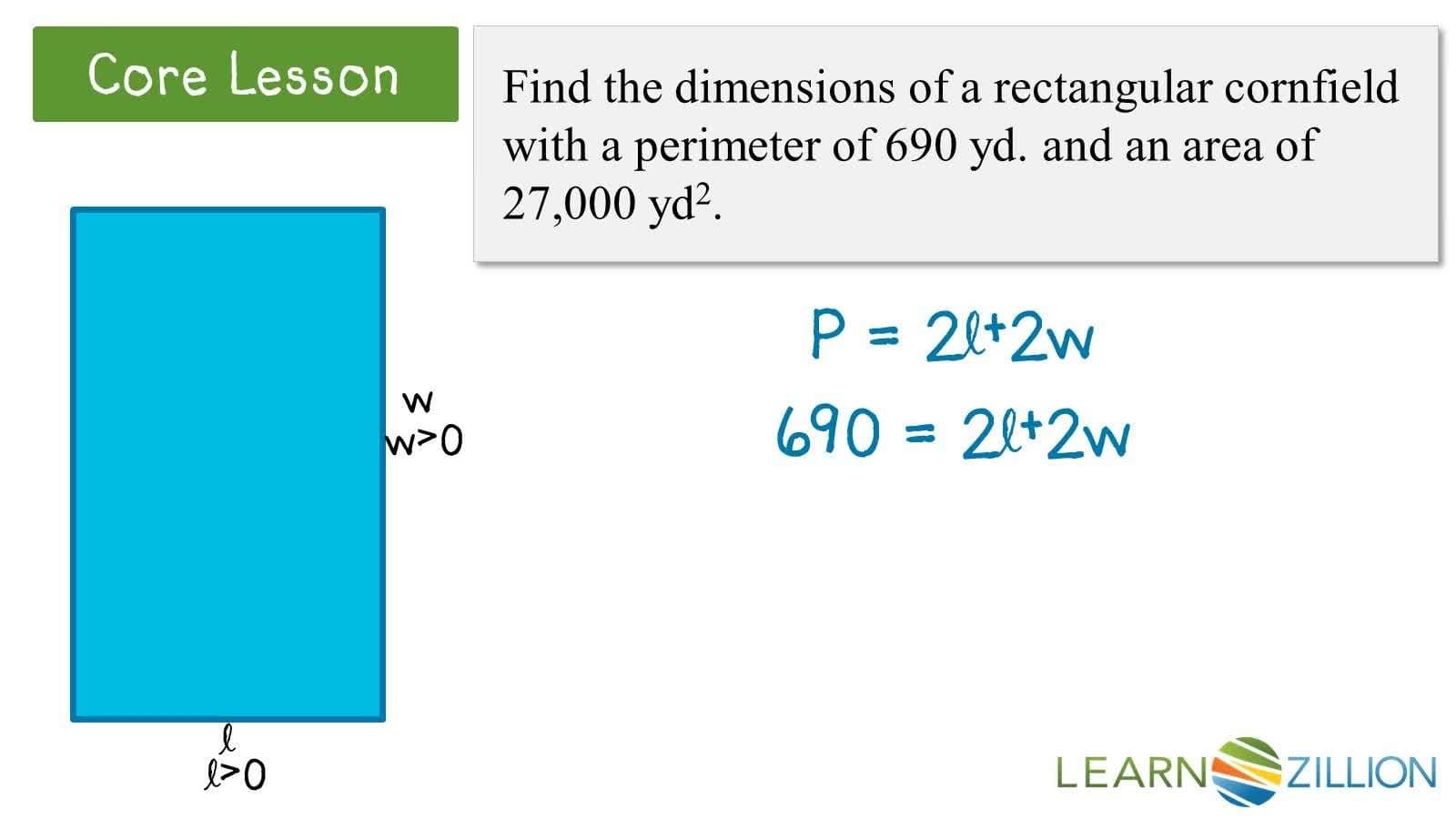 Solving Systems of Non-Linear Equations Using Perimeter and Area Formulas