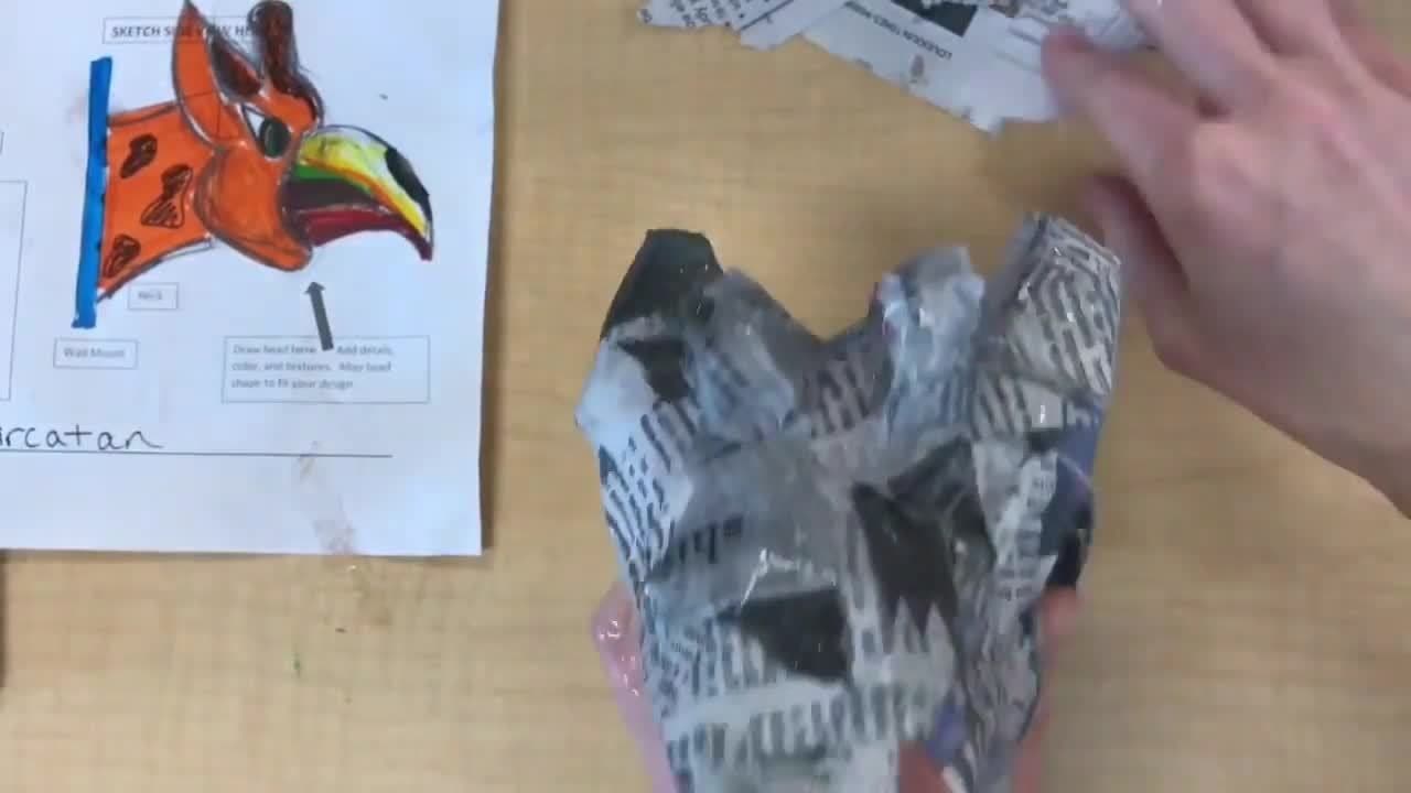 Part 4: Taxidermy  Animal Trophy Heads | Art Lesson | Color with Paper Mache’ and Construction Paper