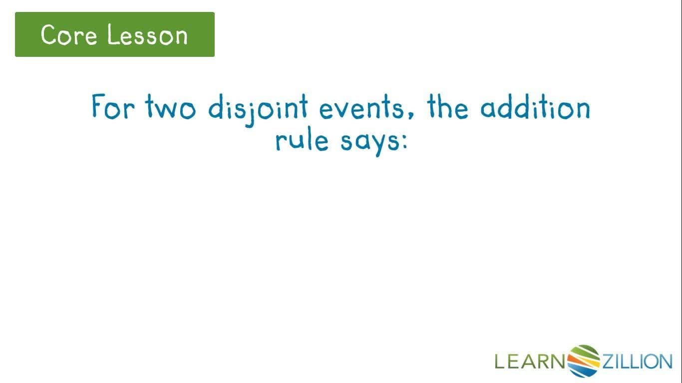 Calculating Probability of Disjoint Events: The Addition Rule