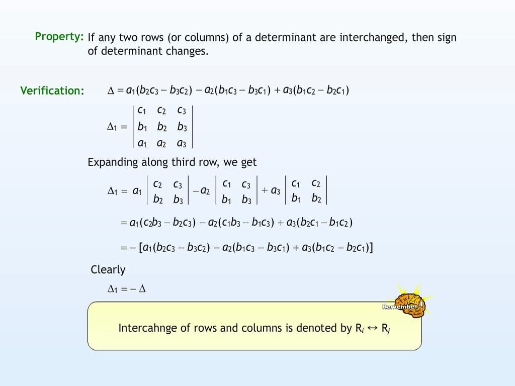 Properties of Determinants