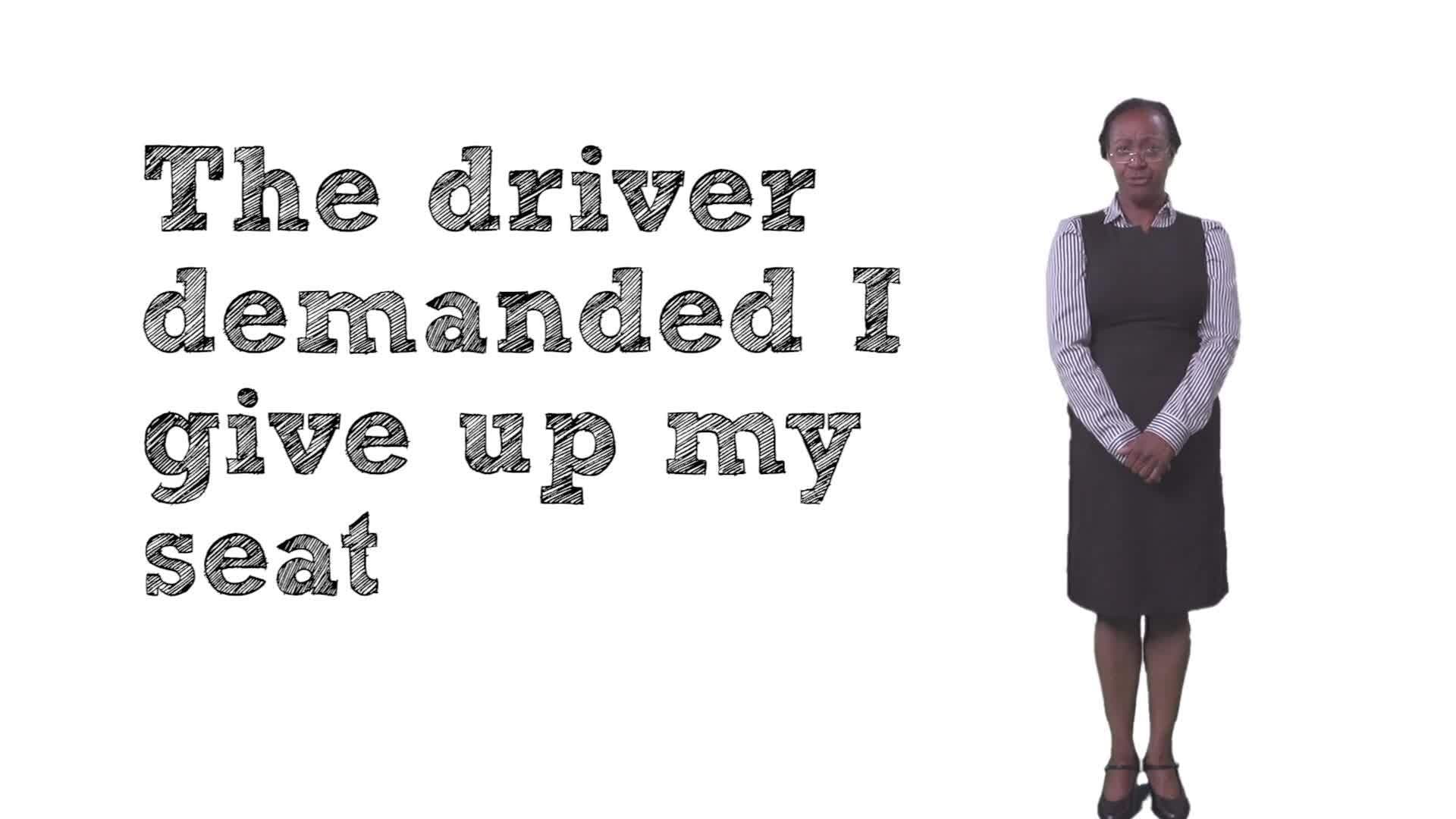 Rosa Parks: refuses to give up her seat on the bus